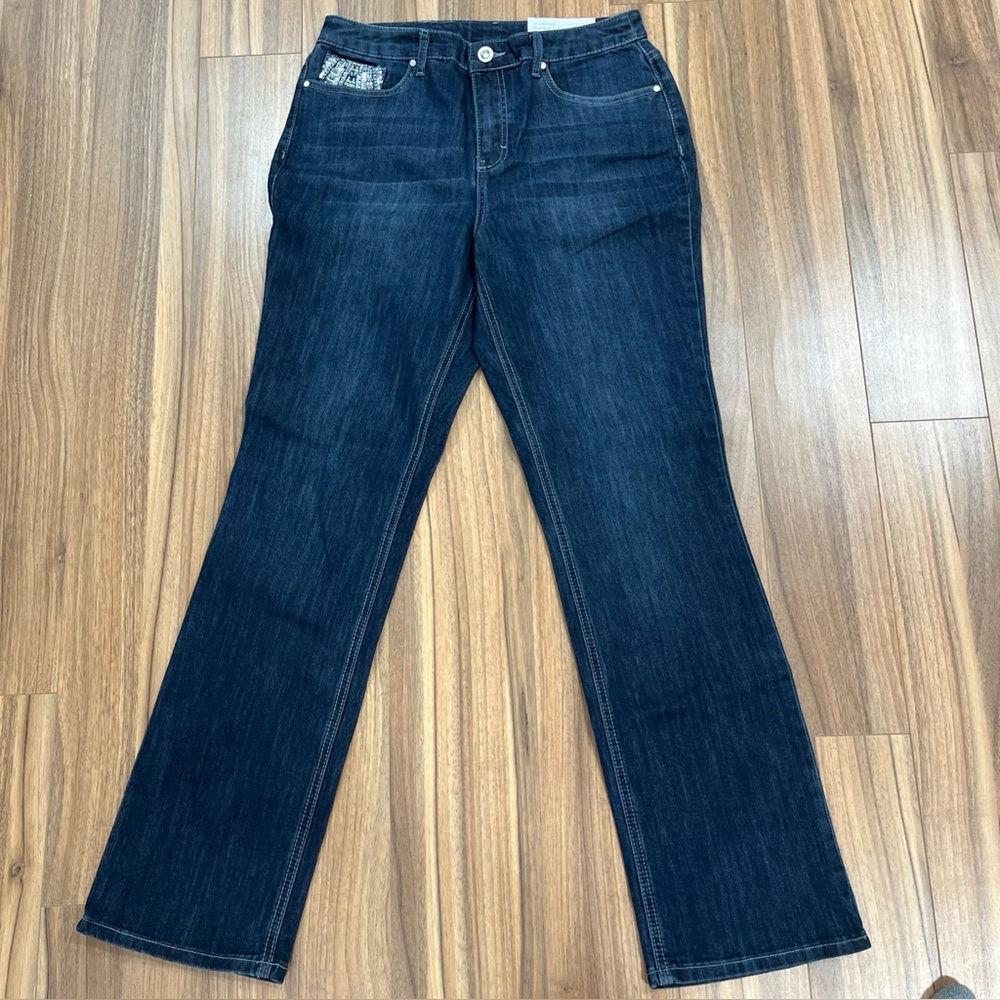 NWT Christopher & Banks Petite Size 8 Classic Fit Barely Boot Dark Blue Sequin